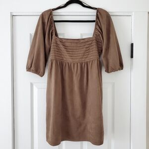 Mi Ami For Francesca's Brown Suede Baby Doll Dress